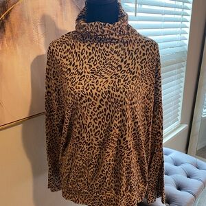 Wonderly Leopard Print Cowl Neck Sweater